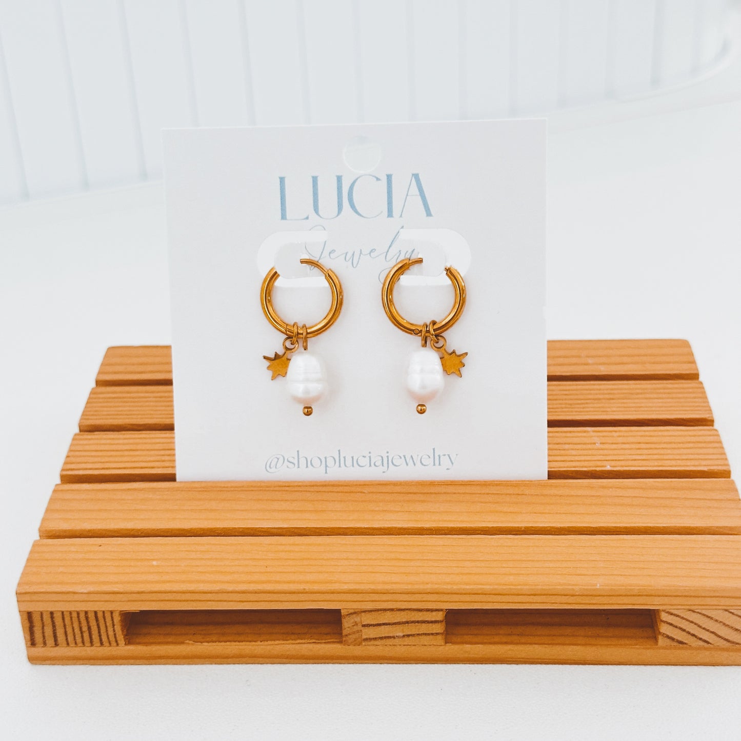 Pearl + Star Hoops