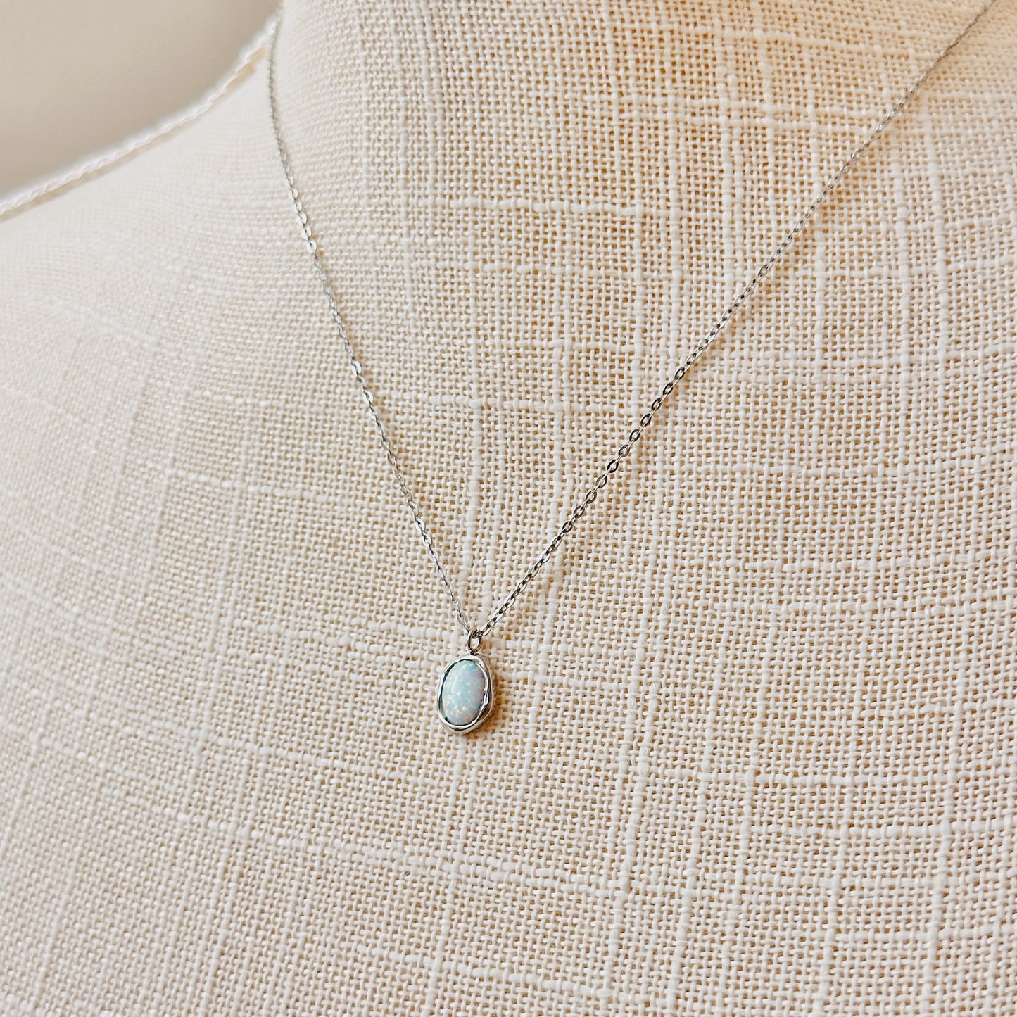 Dainty Opal Charm Necklace
