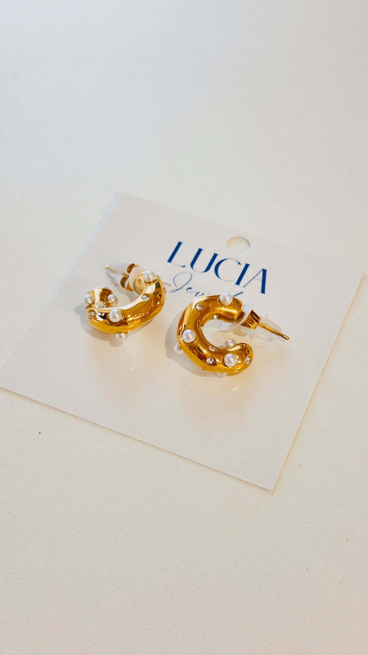 Pearl + CZ Chunky Hoops