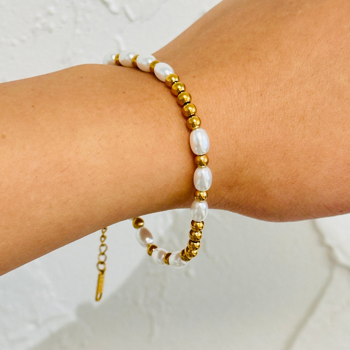 Pearl & Gold Beaded Bracelet