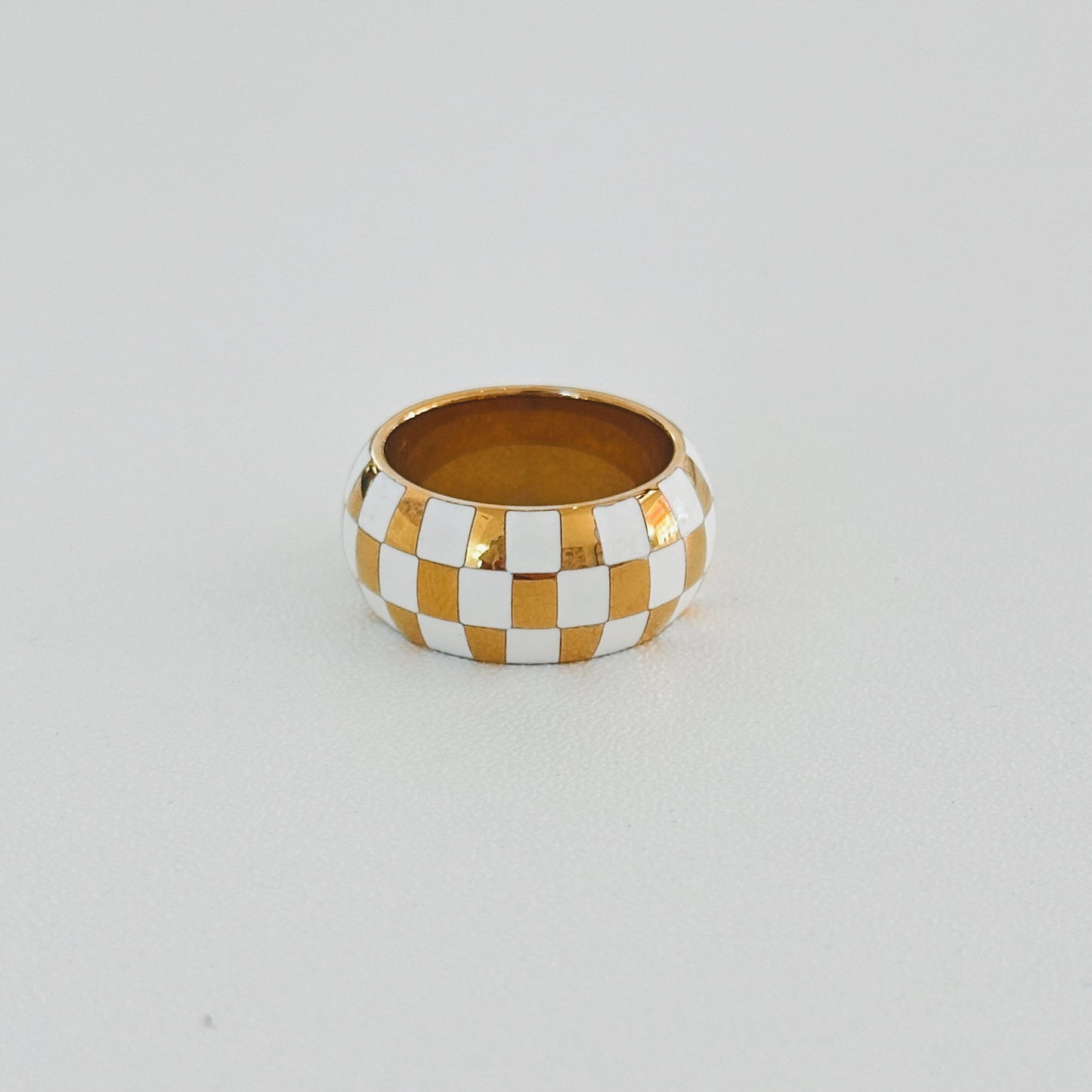 Checker Print Enamel Ring