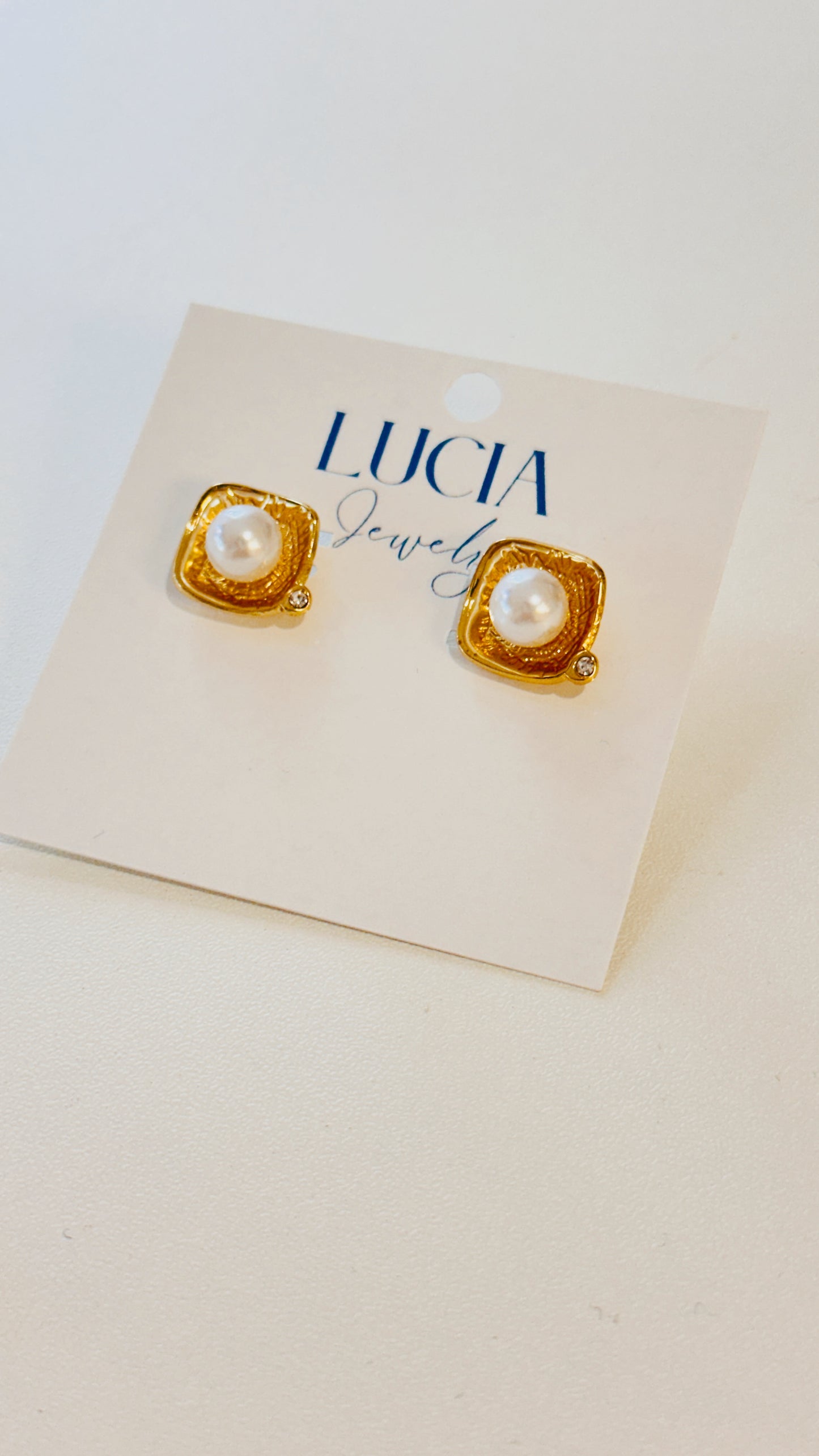 Square + Pearl Studs