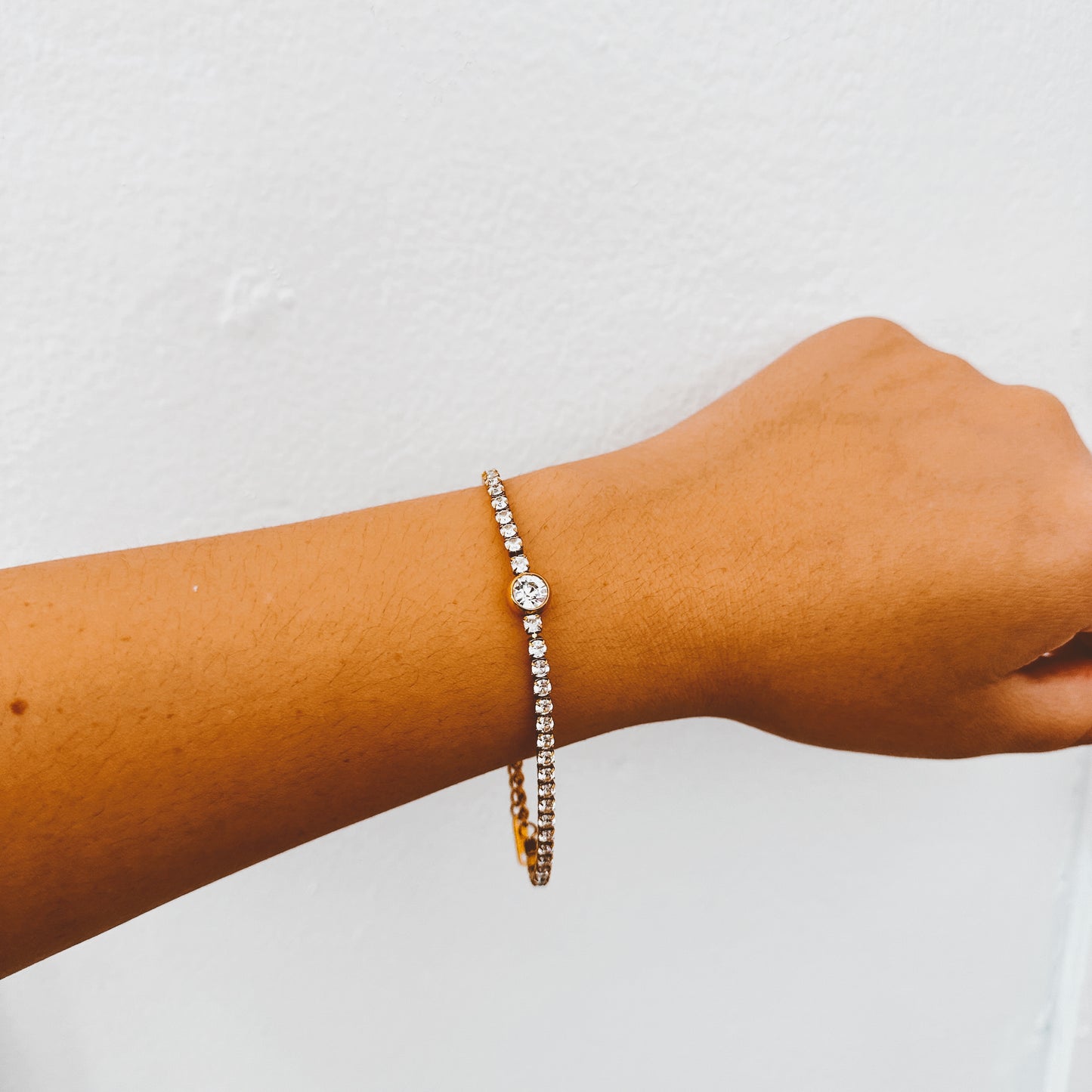 Dainty CZ Tennis Bracelet (Round Center)