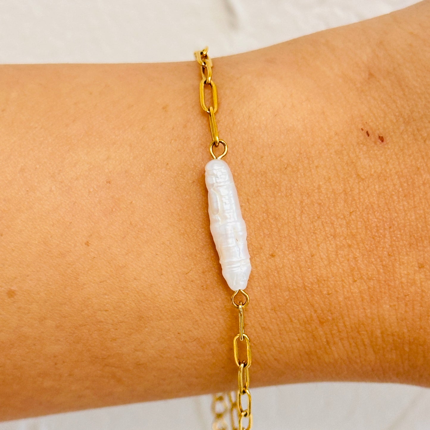 Freshwater Pearl Dainty Chain Bracelet