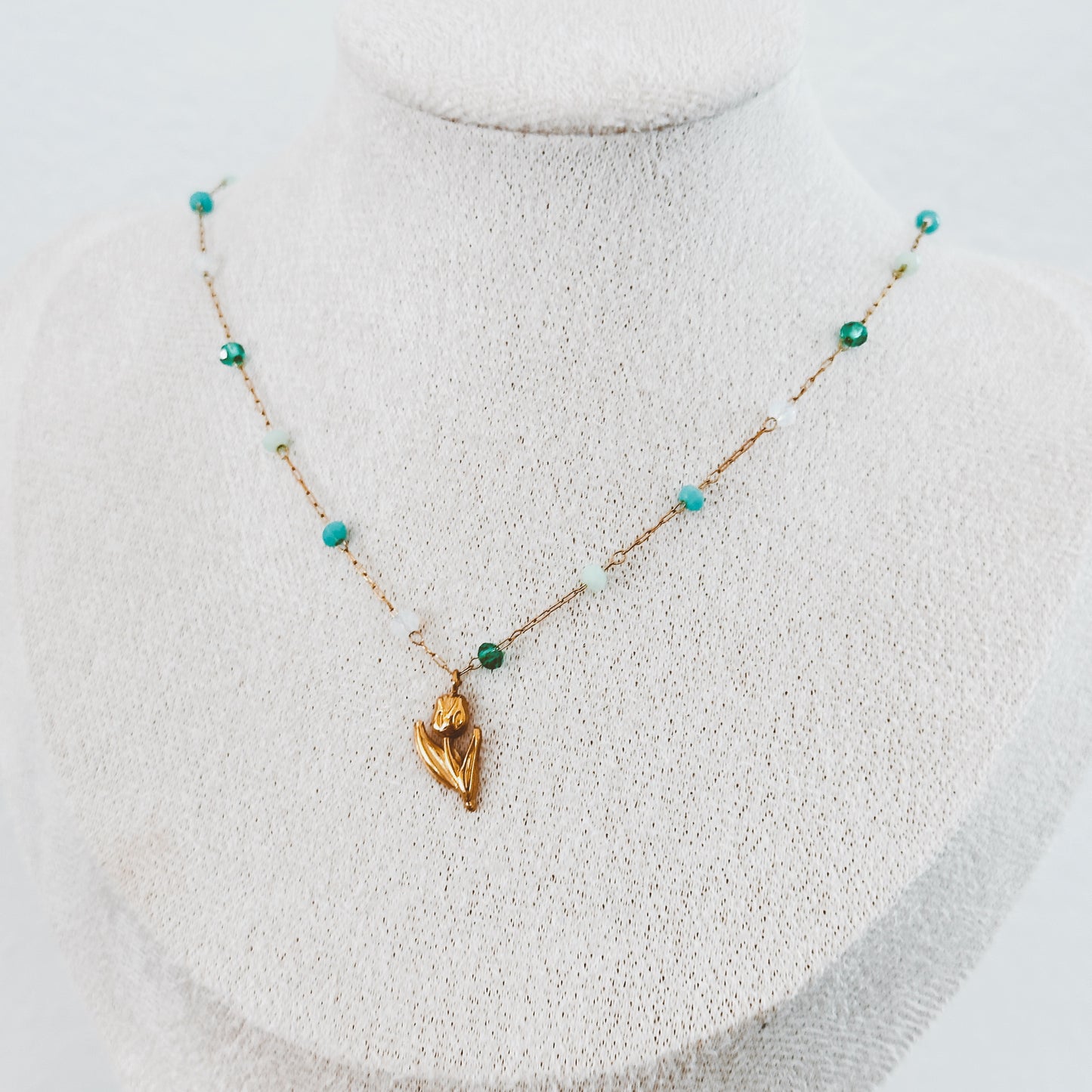 Dainty Tulip Beaded Necklace