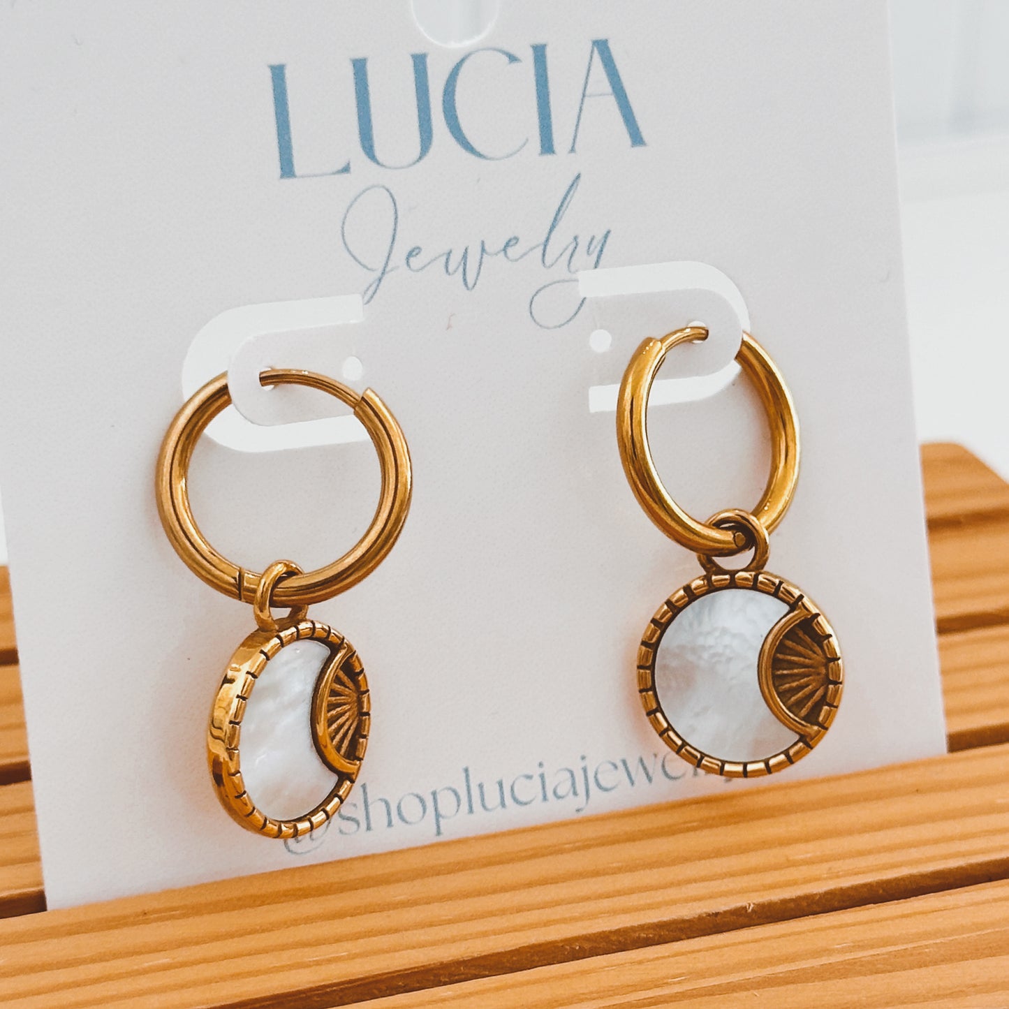 Shimmery Crescent Moon Hoops