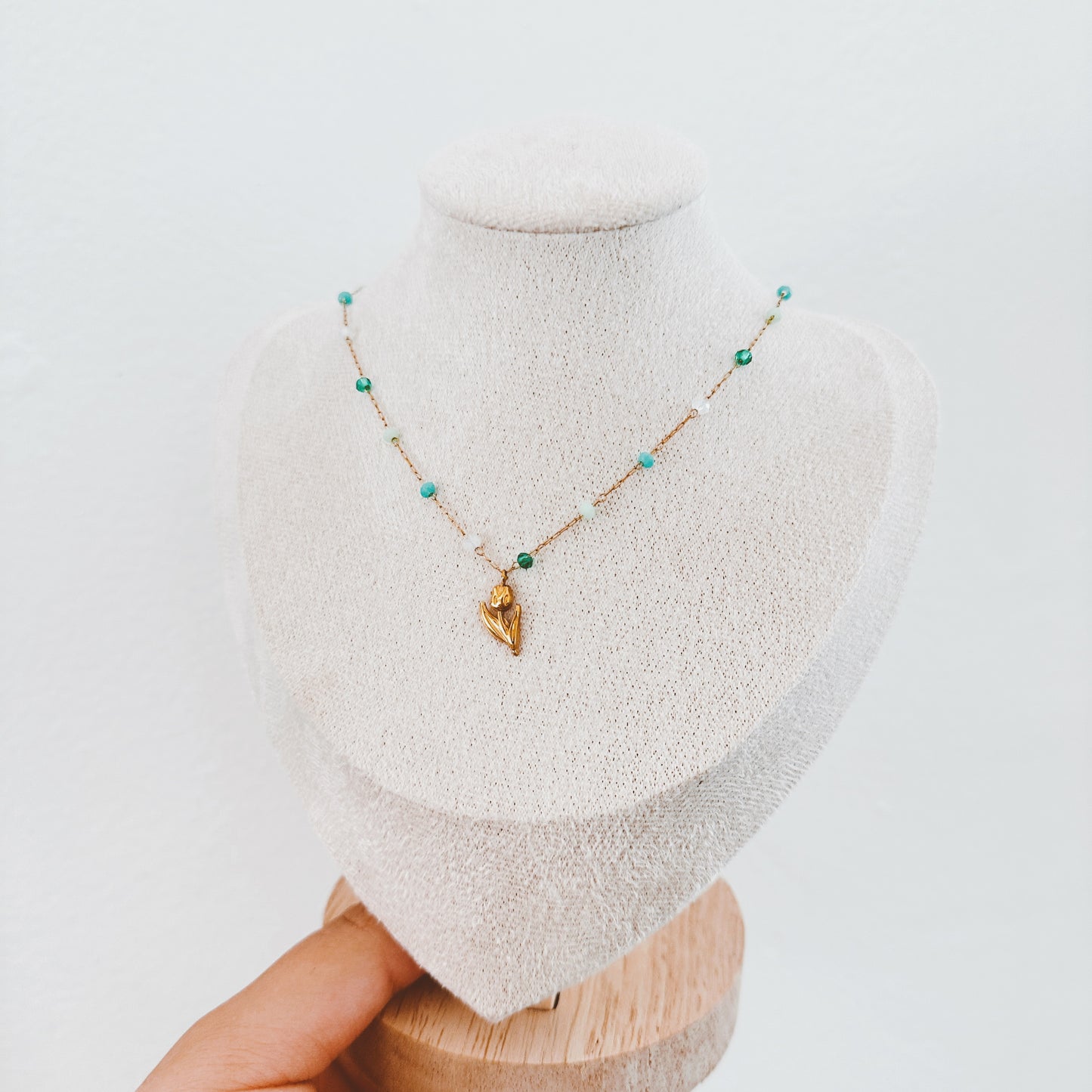 Dainty Tulip Beaded Necklace
