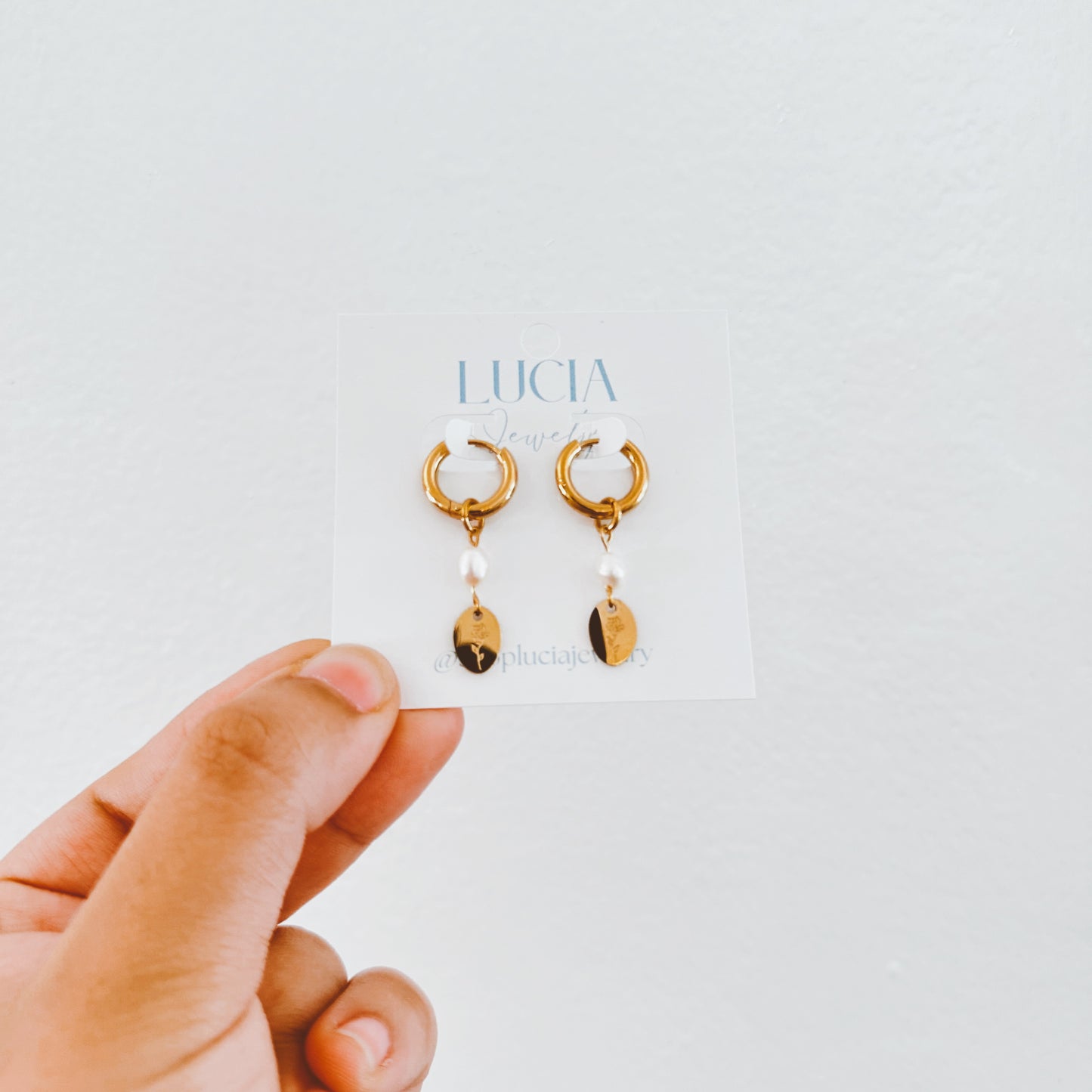 Engraved Floral + Pearl Hoops