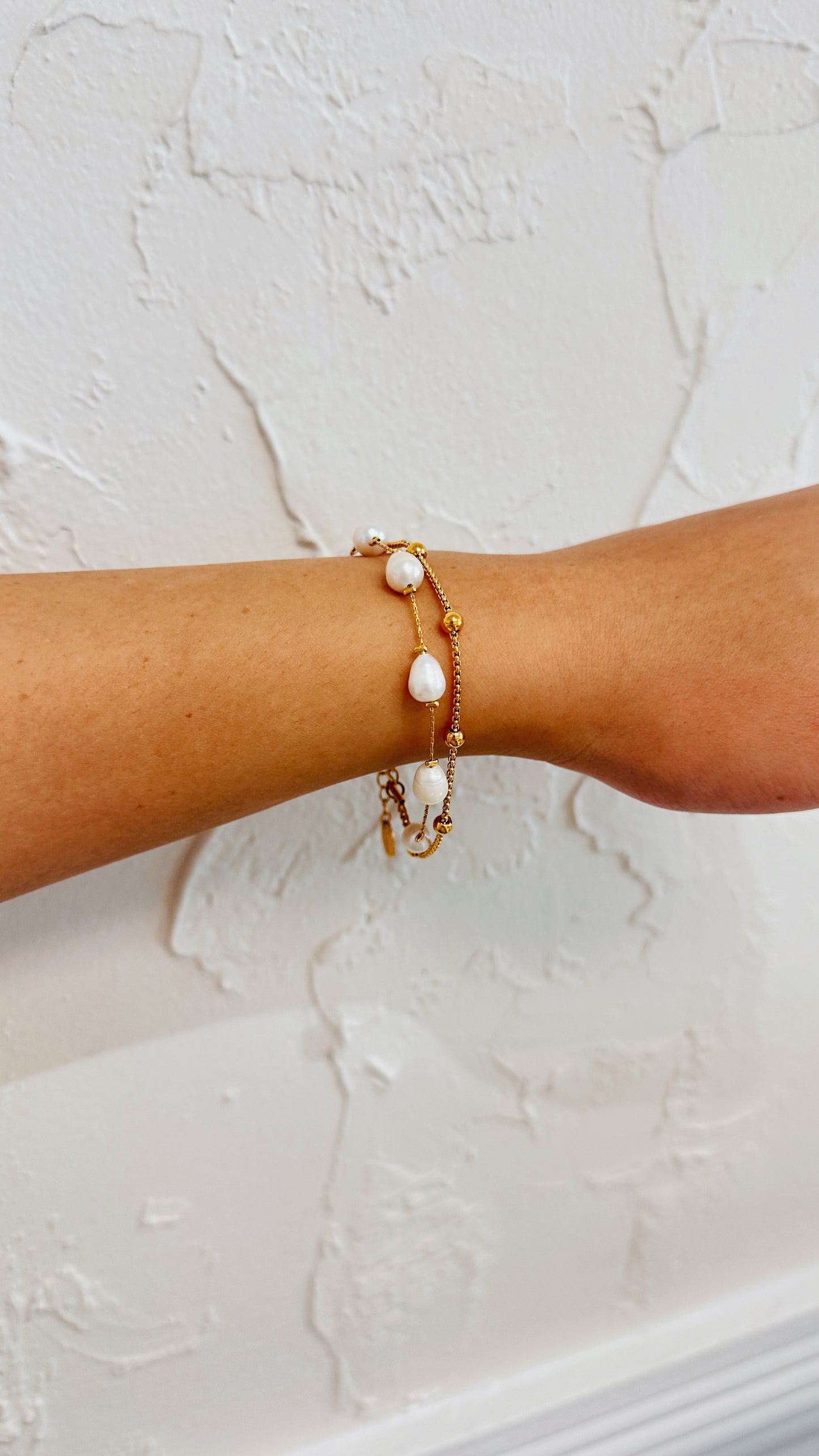 Double Link Pearl Bracelet