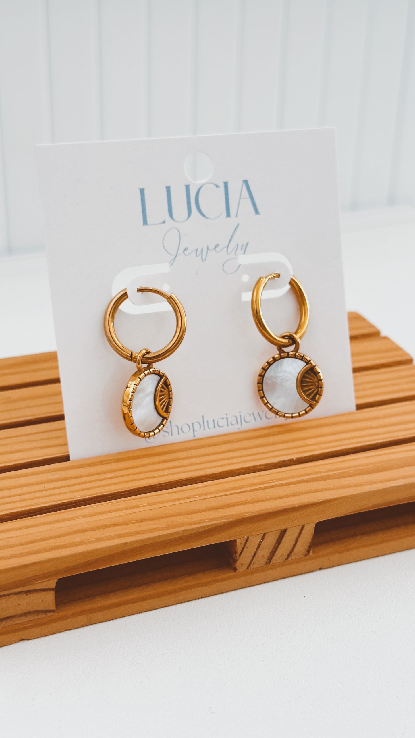 Shimmery Crescent Moon Hoops