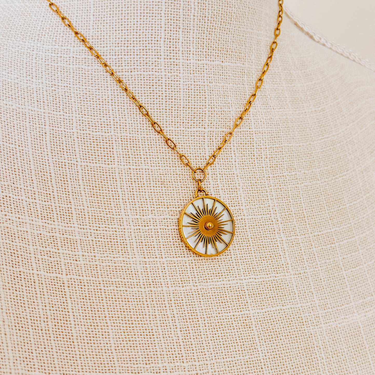 Mother of Pearl + Sundial Necklace