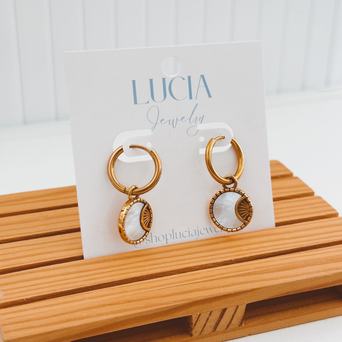 Shimmery Crescent Moon Hoops
