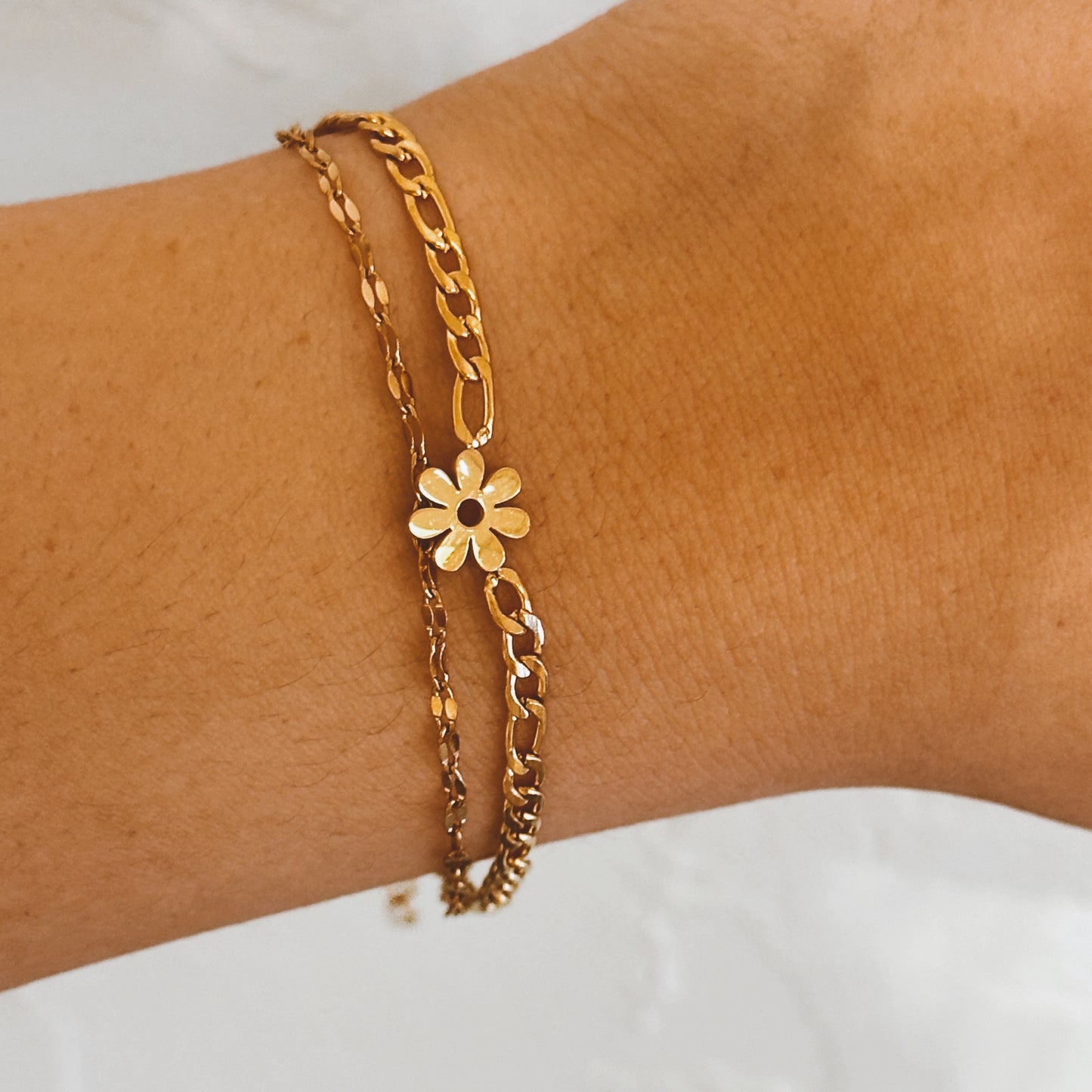 Daisy Double Chain Bracelet