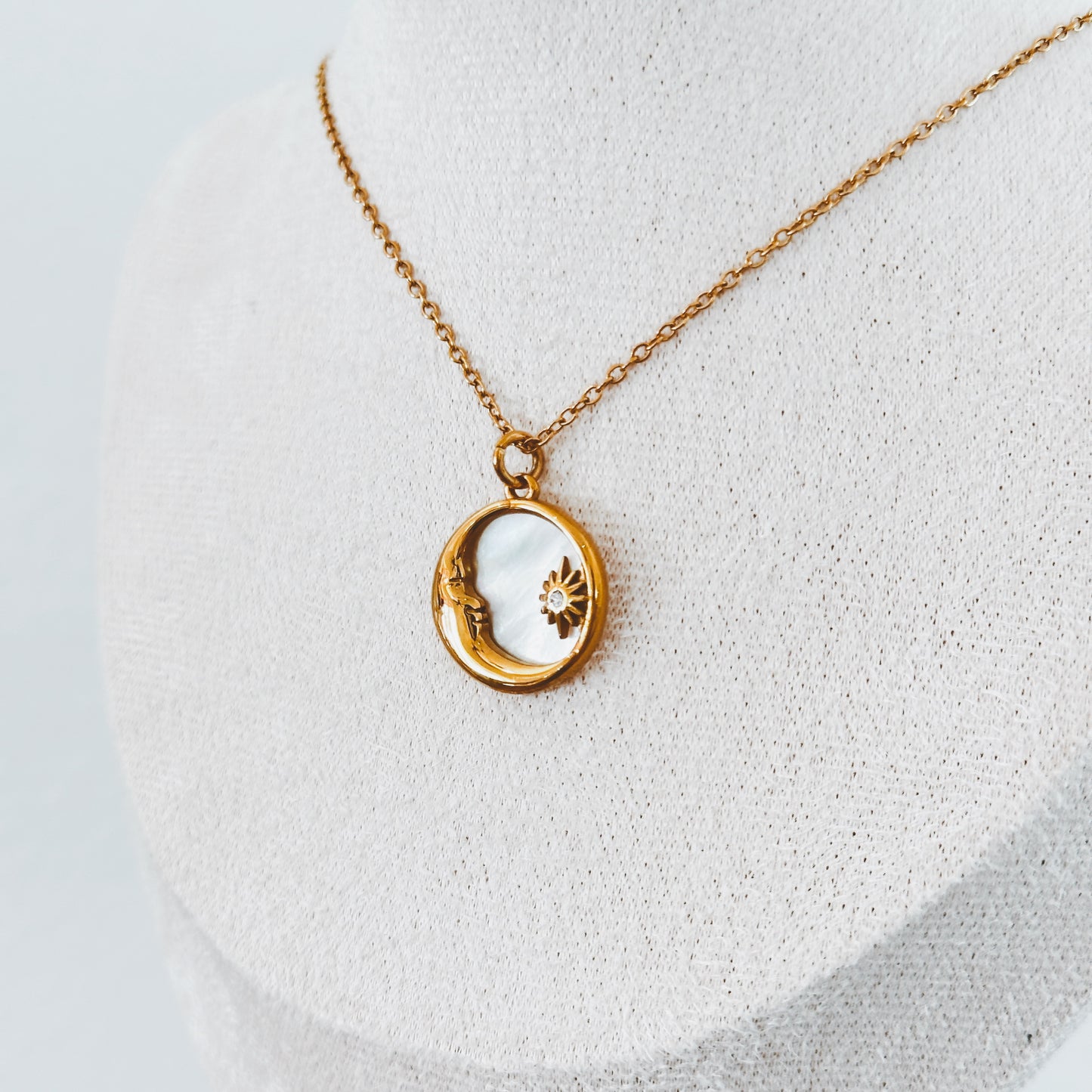 Shimmery Moon + Star Necklace
