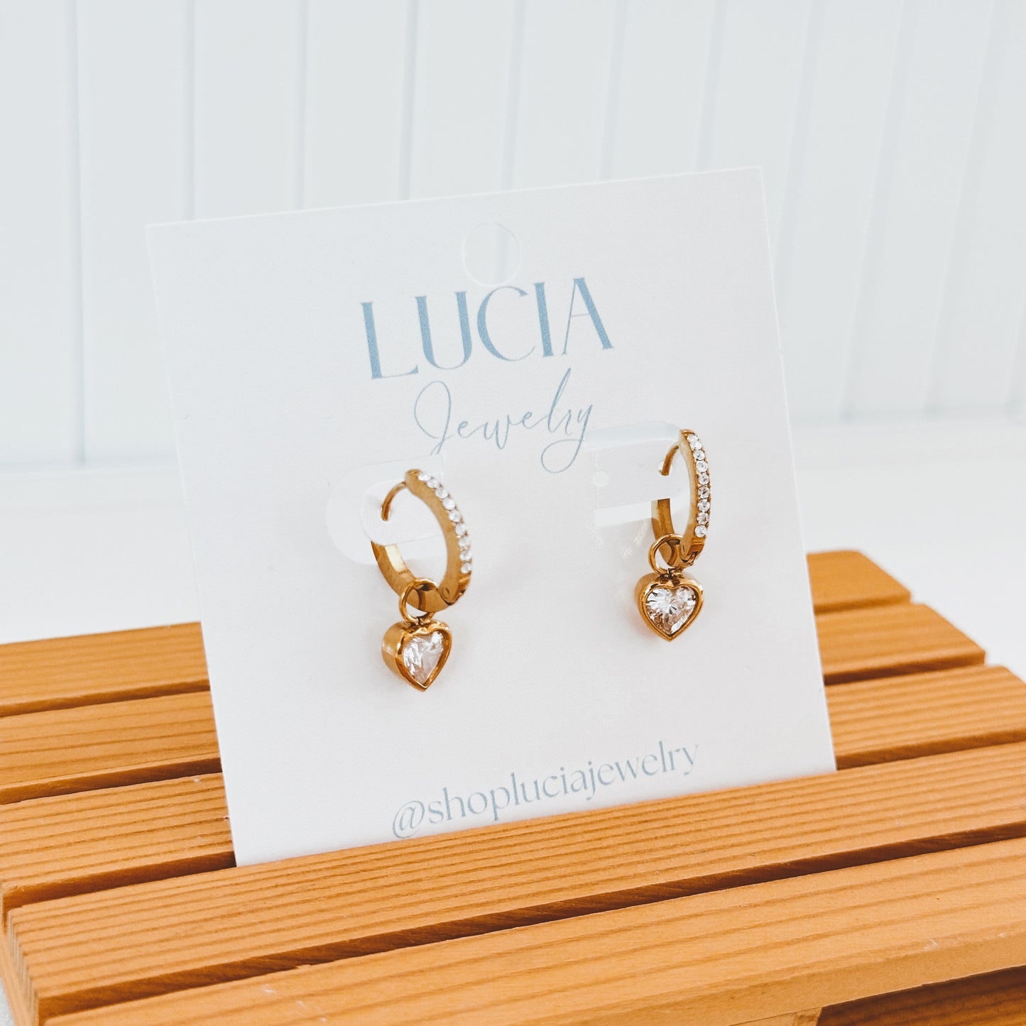 Sparkly Heart Charm Hoops