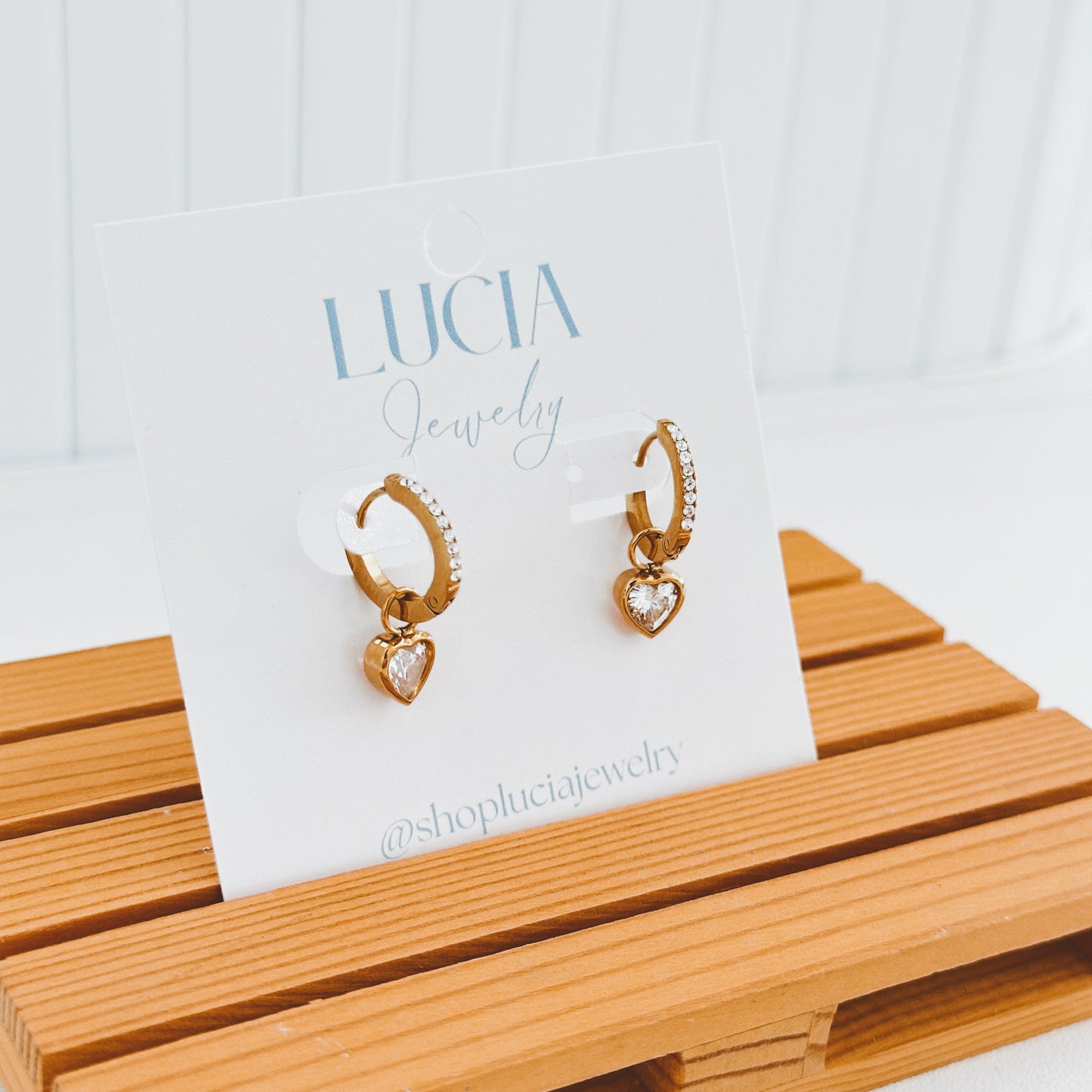Sparkly Heart Charm Hoops