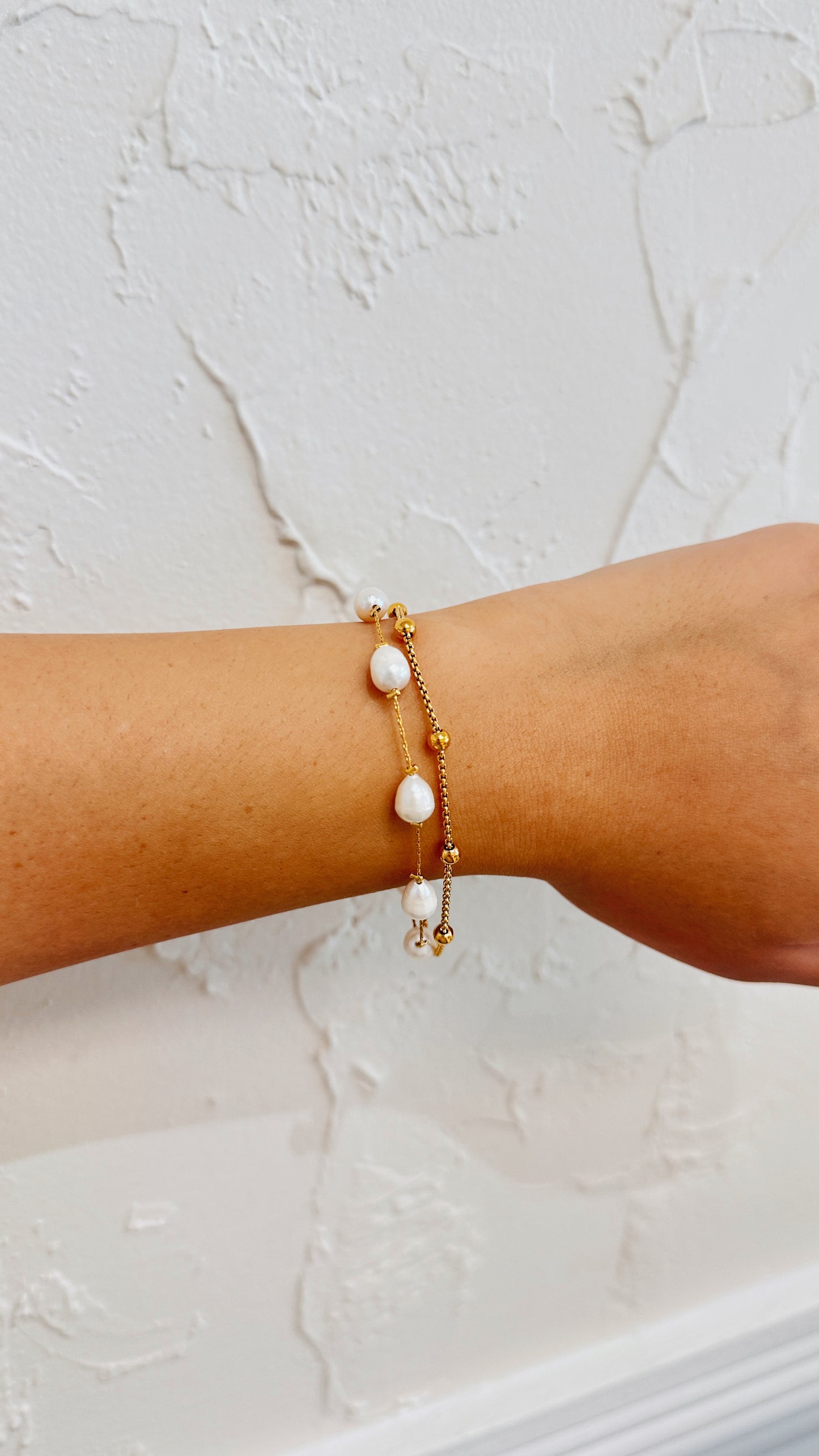 Double Link Pearl Bracelet