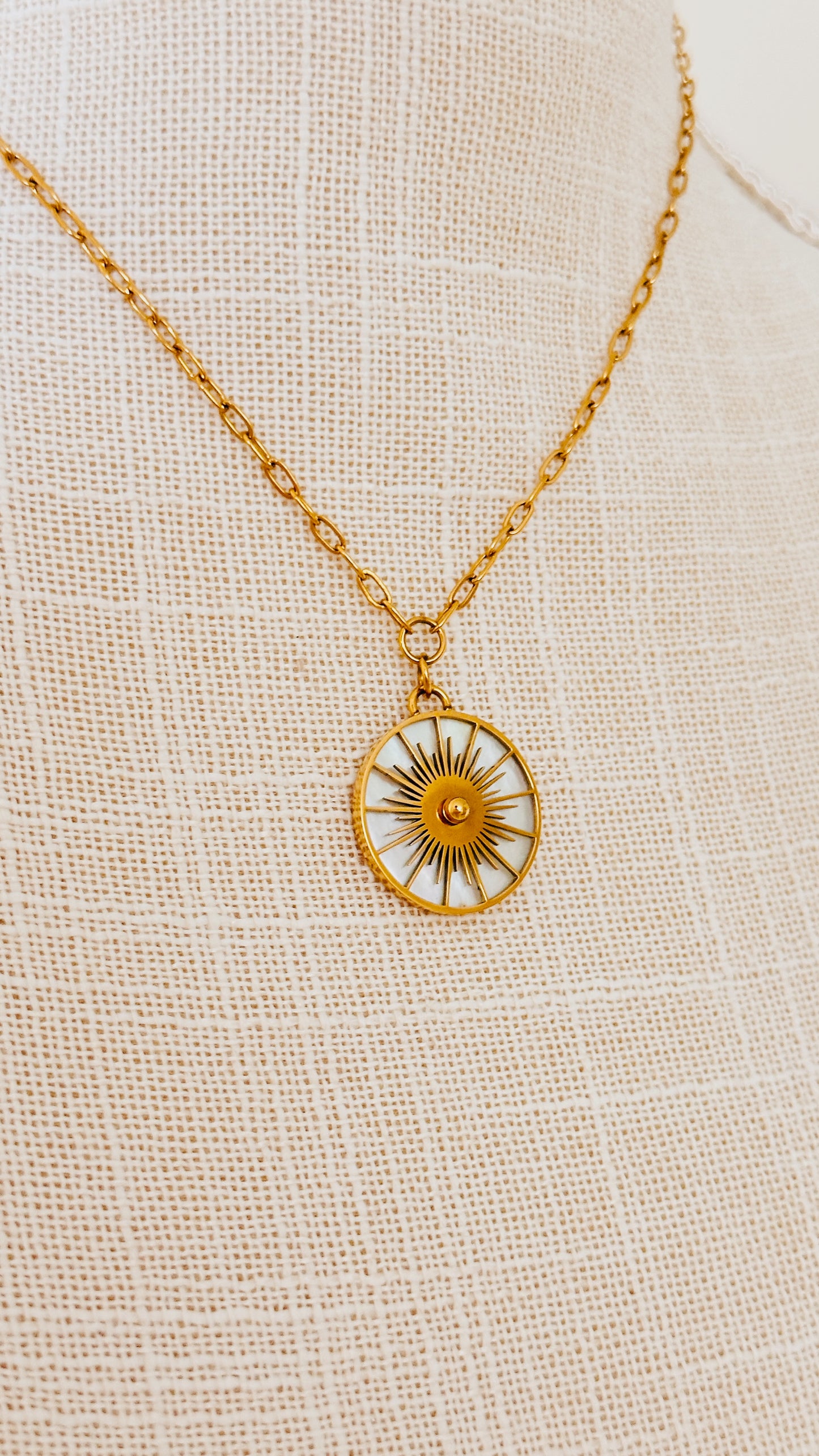 Mother of Pearl + Sundial Necklace