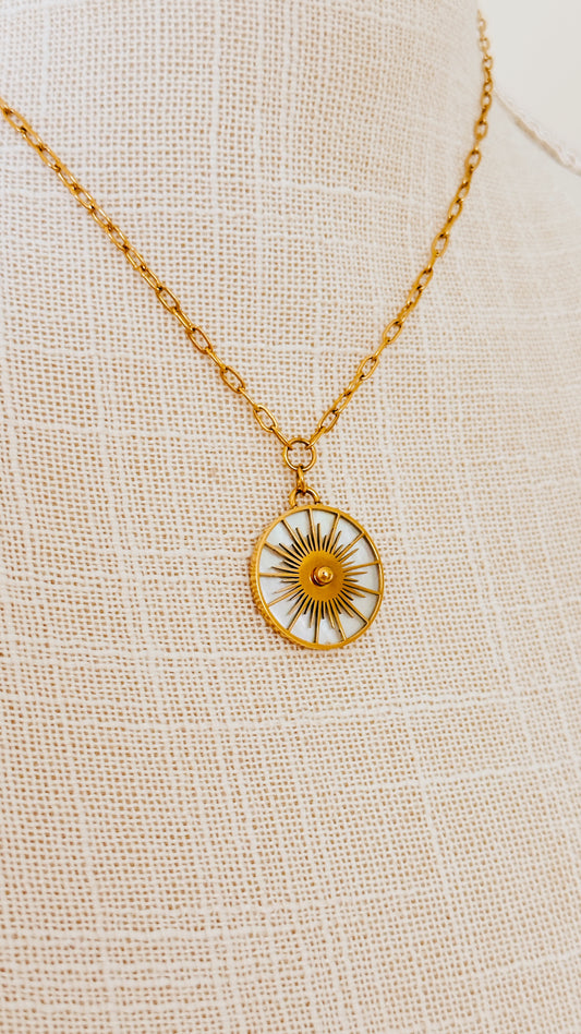 Mother of Pearl + Sundial Necklace