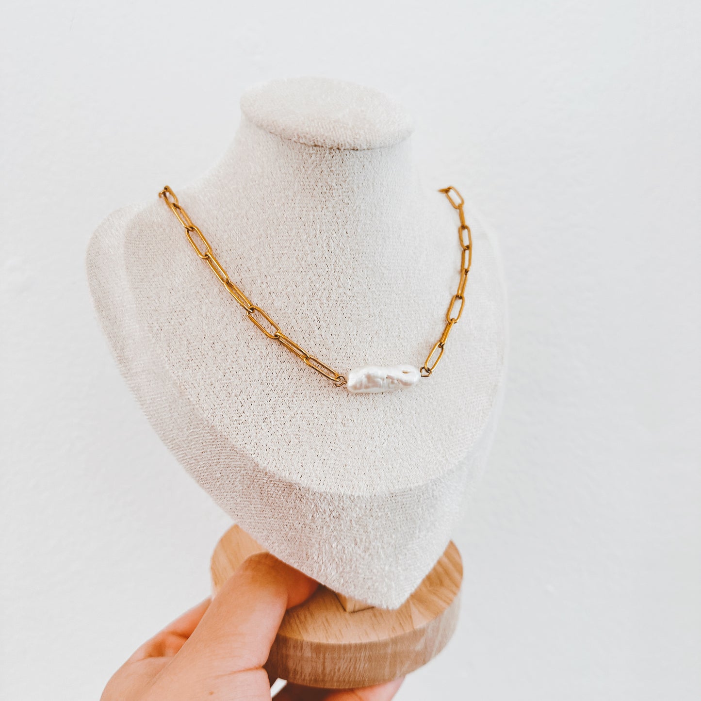 Freshwater Pearl Paperclip Chain
