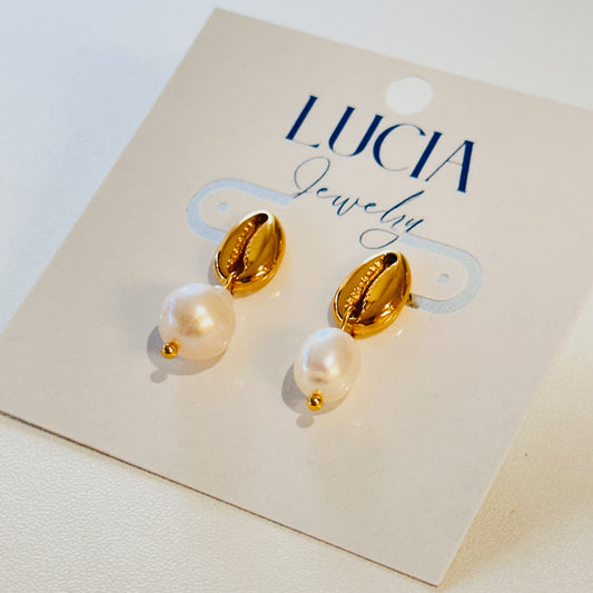 Cowrie + Pearl Earrings