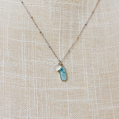 Amazonite + Heart Charm Necklace