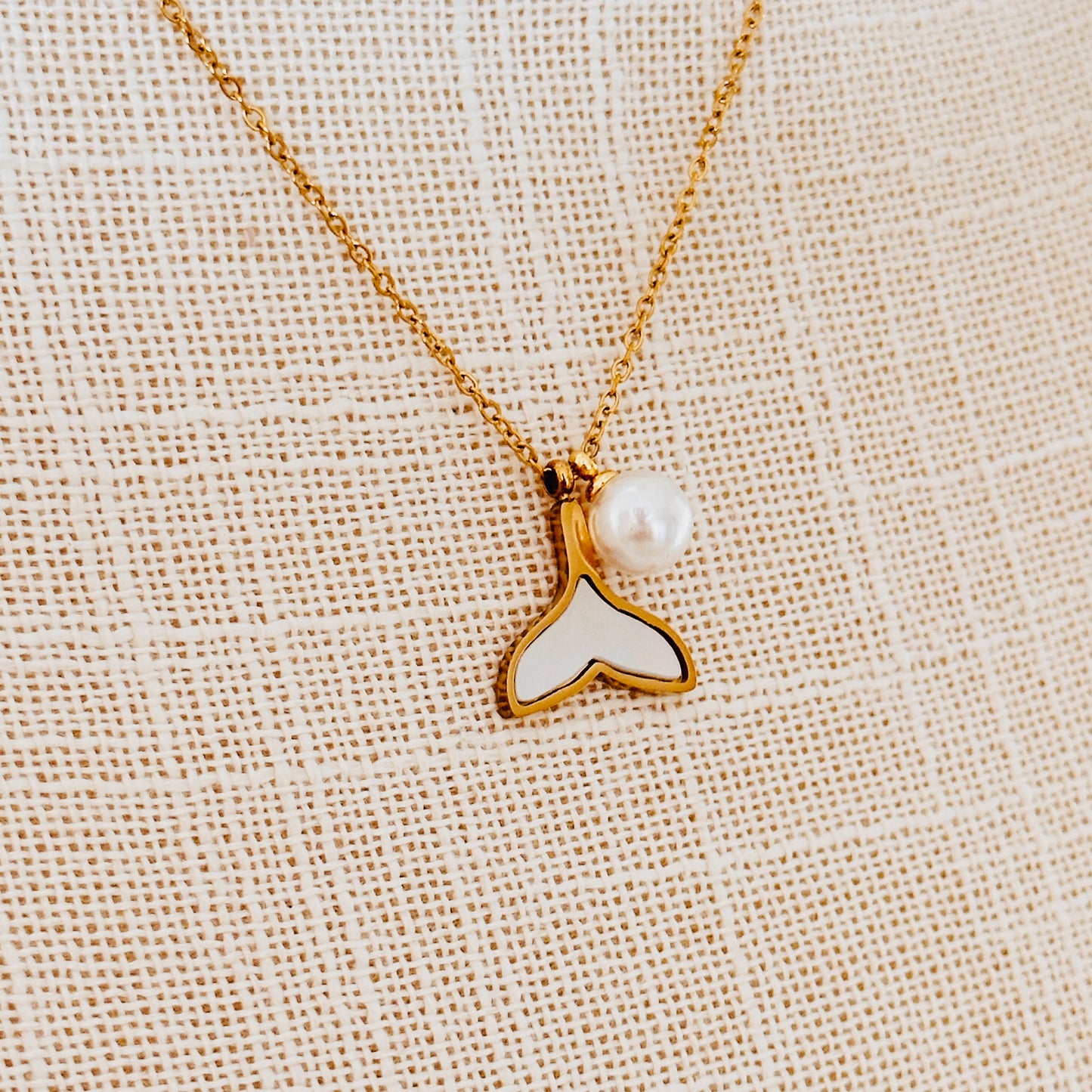 Mother of Pearl + Dolphin Pendant Necklace