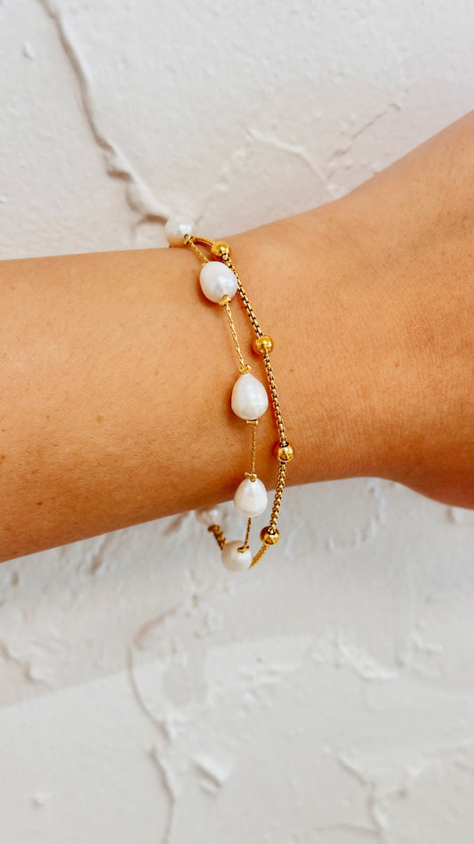 Double Link Pearl Bracelet