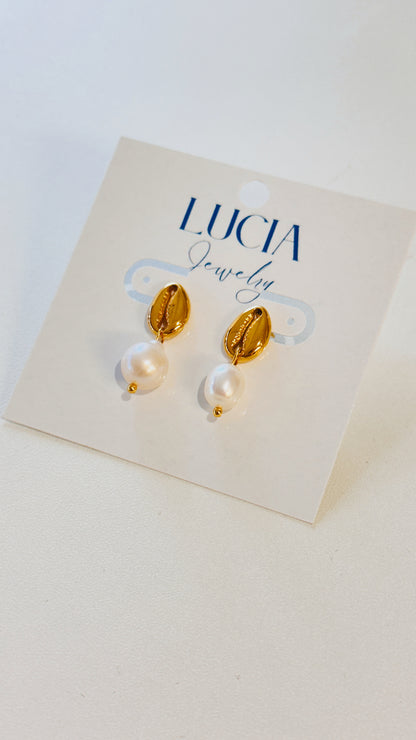 Cowrie + Pearl Earrings