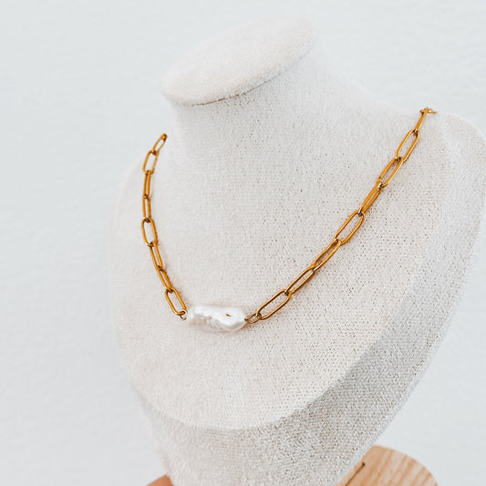 Freshwater Pearl Paperclip Chain