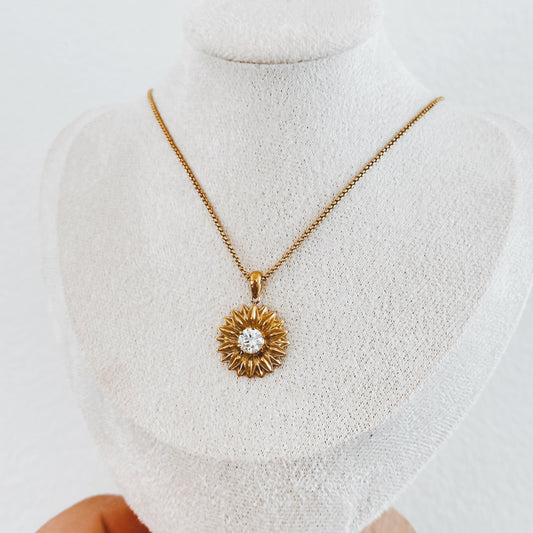 Sparkly Flower Pendant Necklace