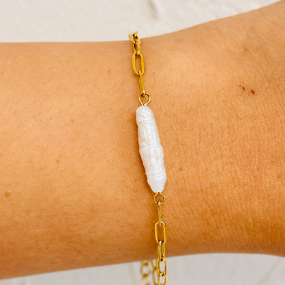 Freshwater Pearl Dainty Chain Bracelet