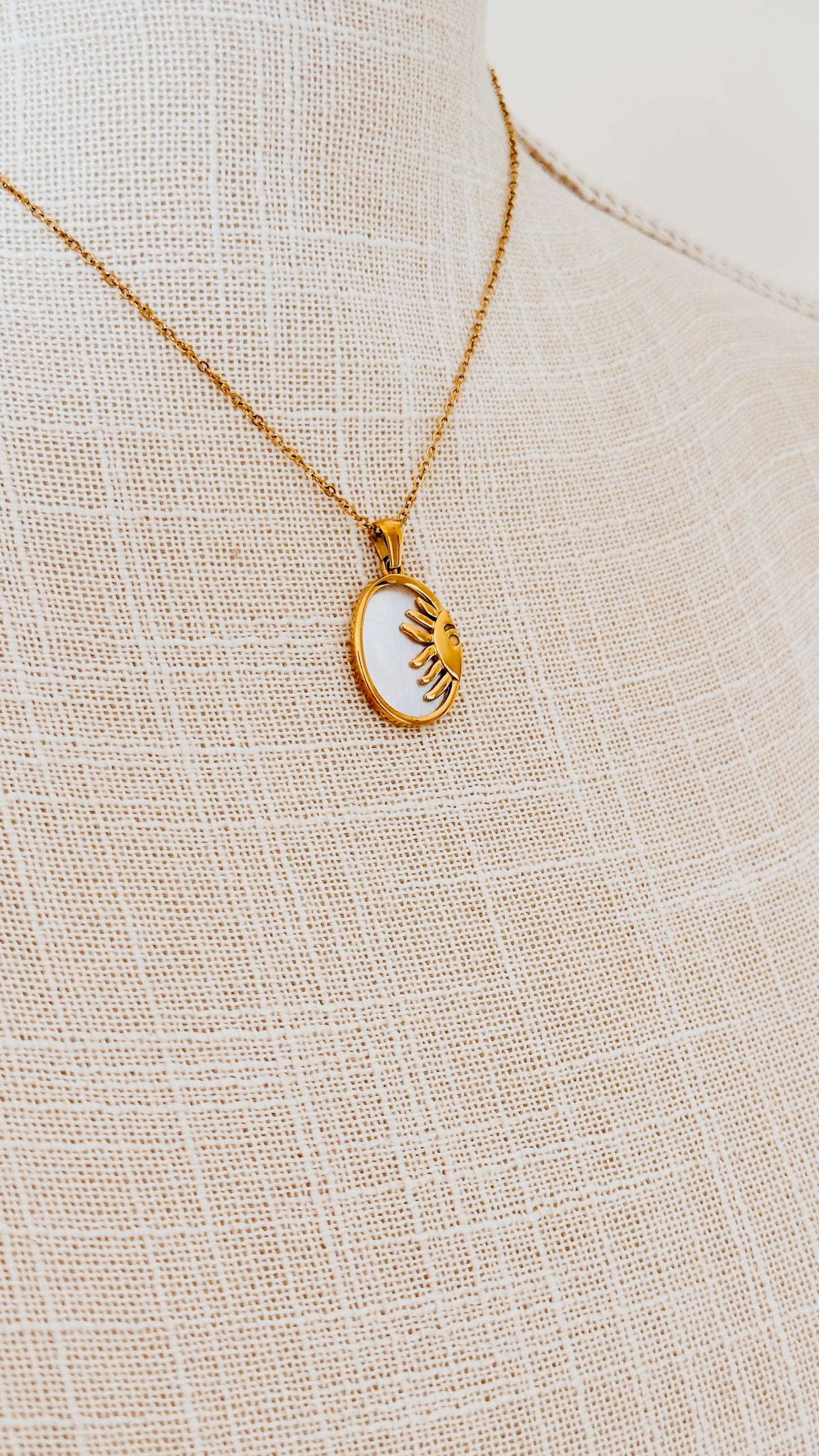 Mother of Pearl + Sunshine Pendant Necklace