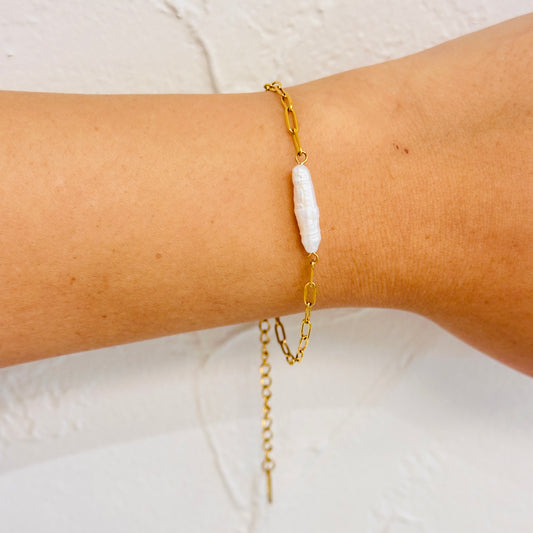 Freshwater Pearl Dainty Chain Bracelet