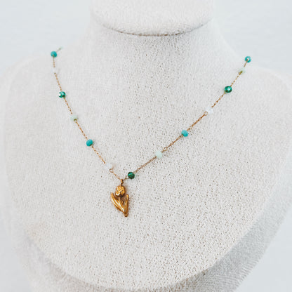 Dainty Tulip Beaded Necklace