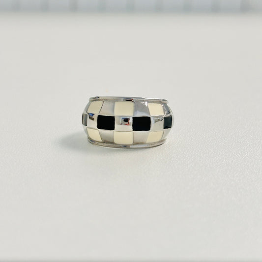 Checkered Enamel Ring