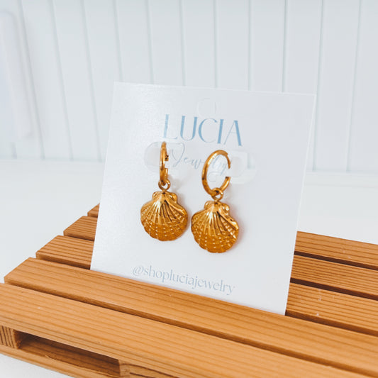 Dainty Clam Charm Hoops