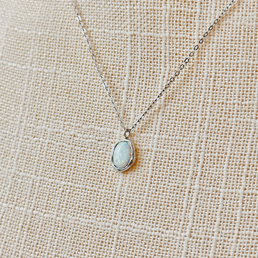 Dainty Opal Charm Necklace