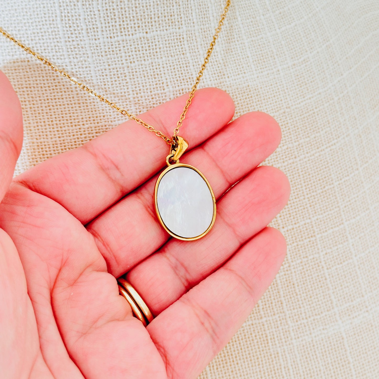 Mother of Pearl + Sunshine Pendant Necklace