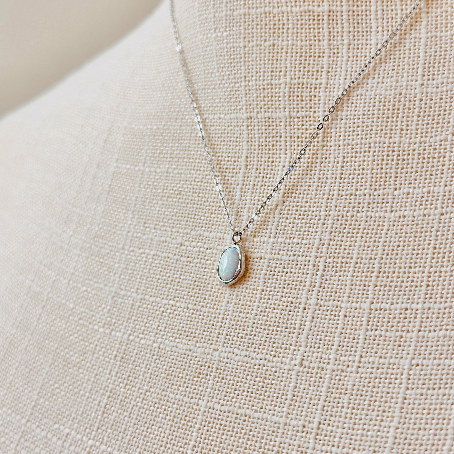 Dainty Opal Charm Necklace