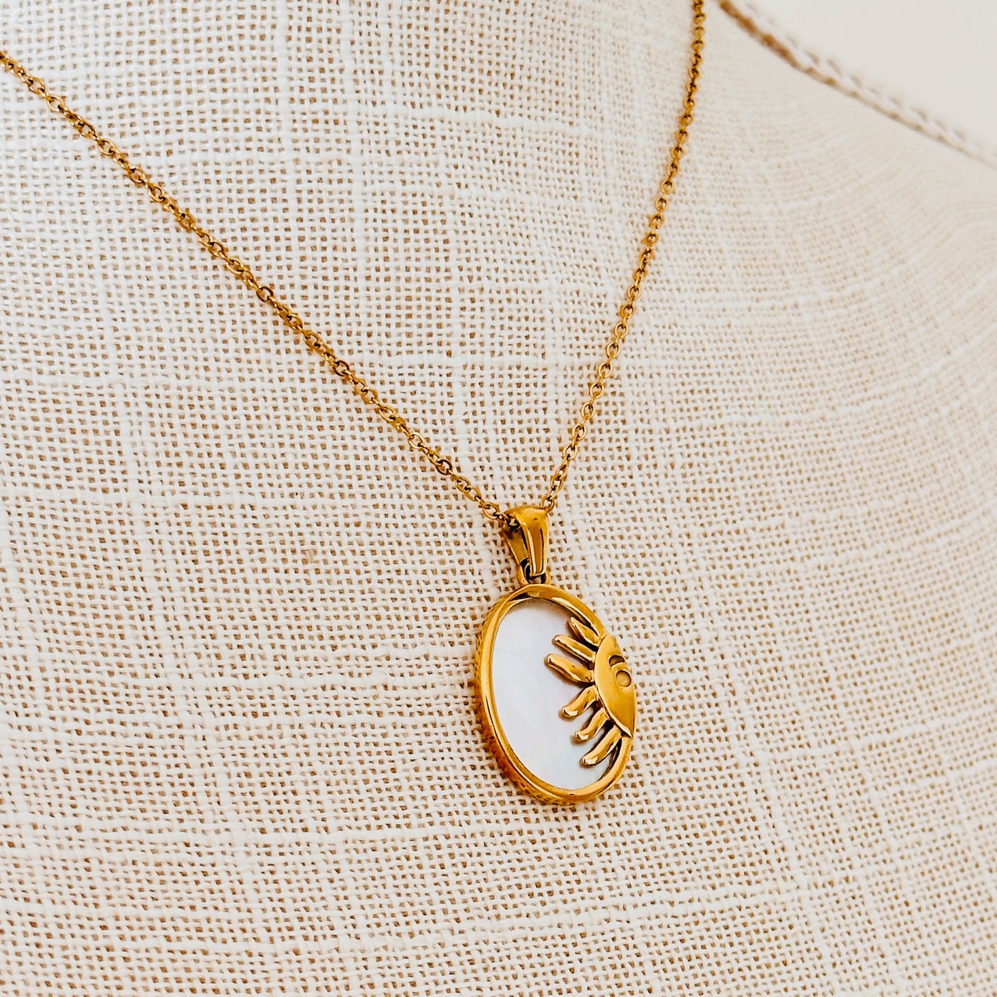 Mother of Pearl + Sunshine Pendant Necklace