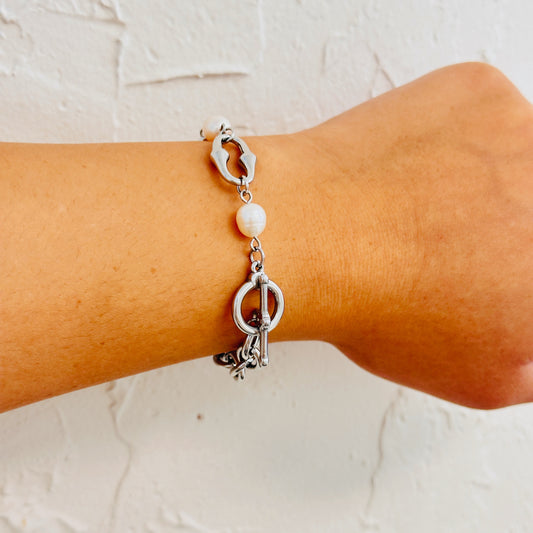 Abstract Pearl + Link Bracelet