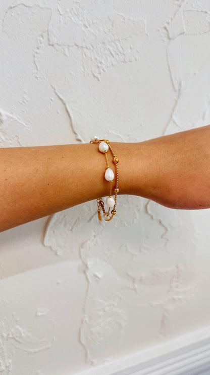 Double Link Pearl Bracelet