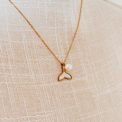 Mother of Pearl + Dolphin Pendant Necklace