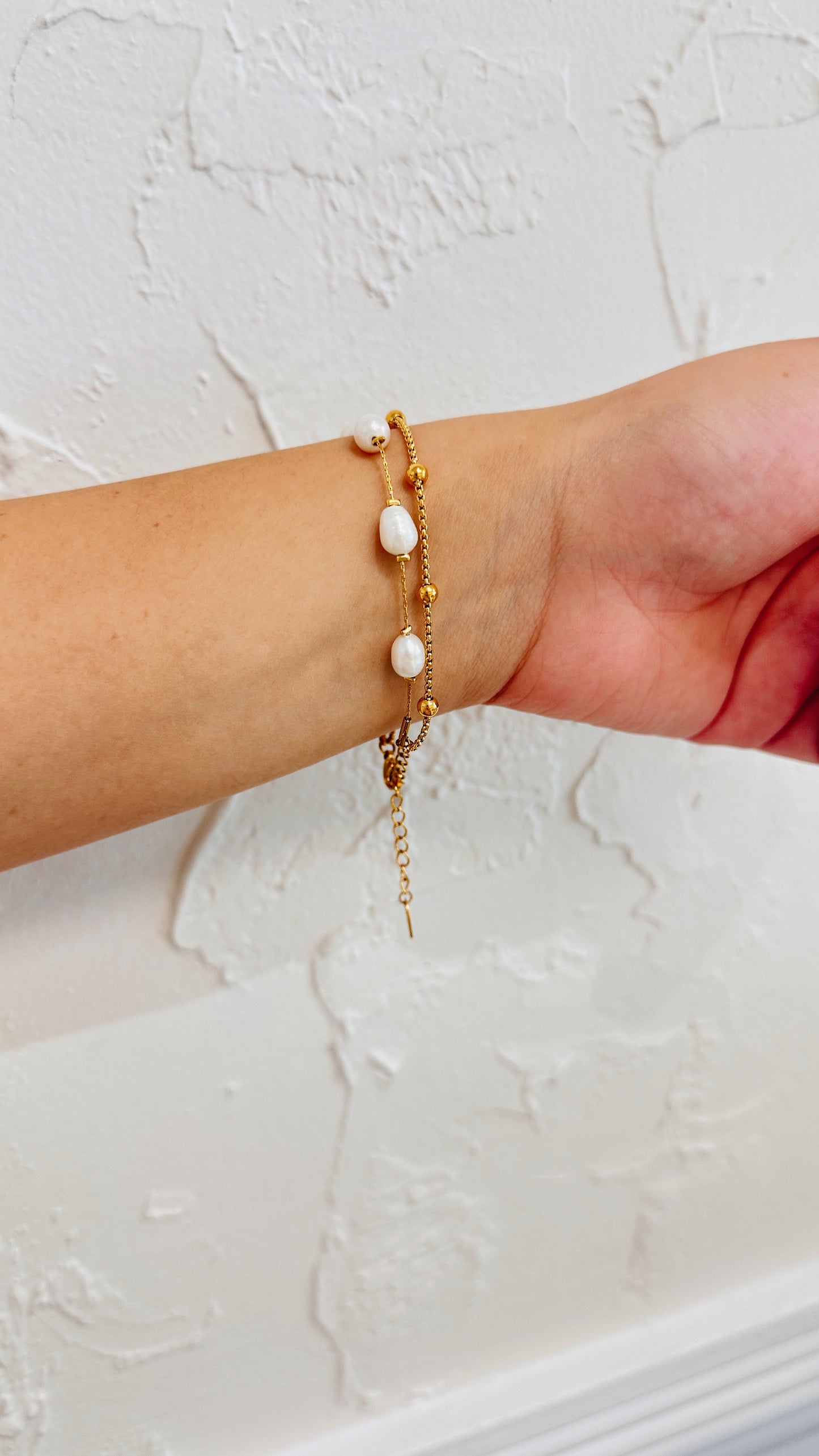 Double Link Pearl Bracelet