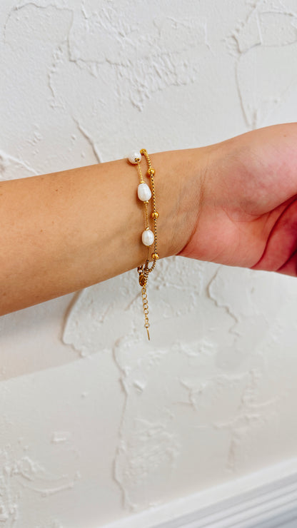 Double Link Pearl Bracelet