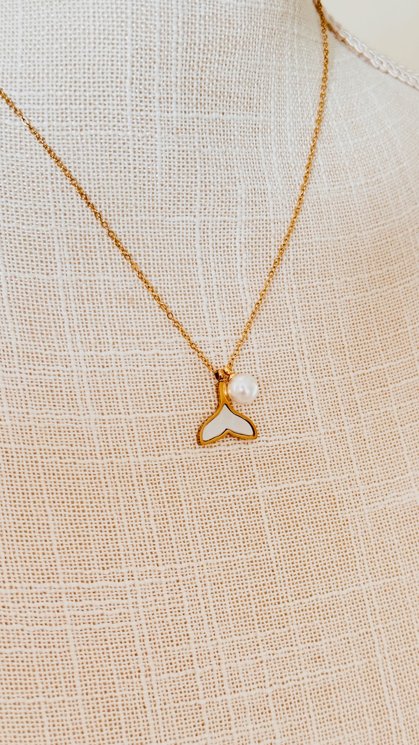 Mother of Pearl + Dolphin Pendant Necklace