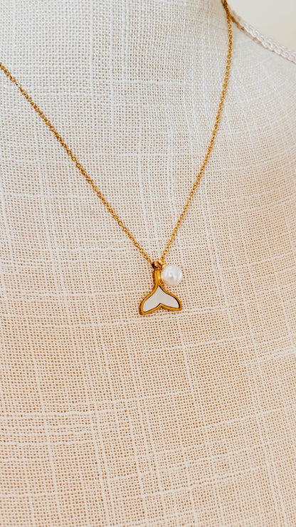 Mother of Pearl + Dolphin Pendant Necklace