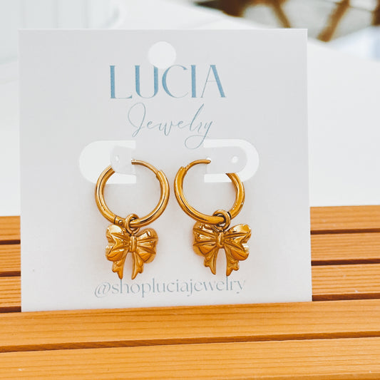 Dainty Bow Hoops
