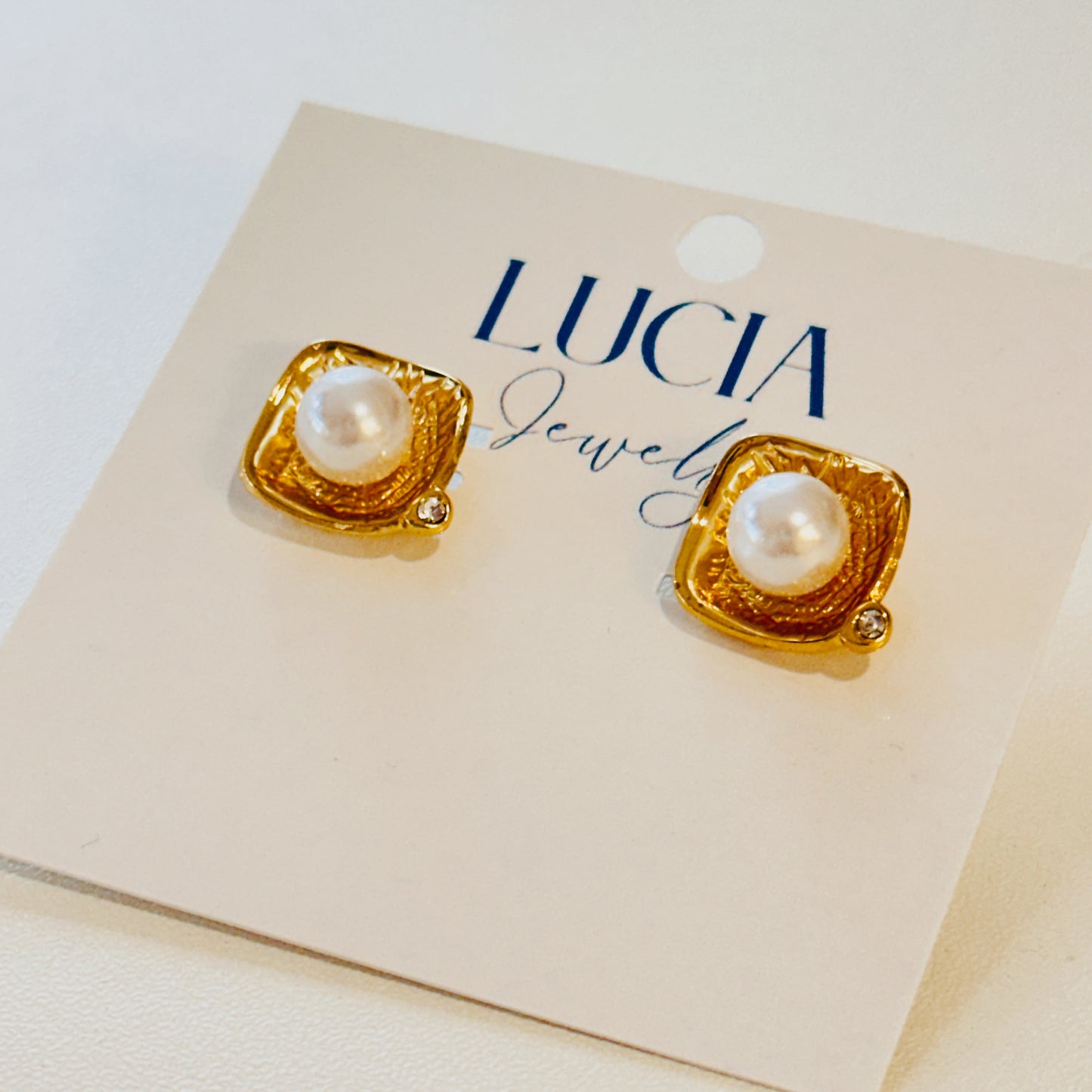 Square + Pearl Studs